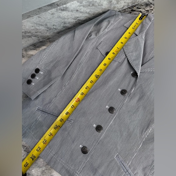 CHRISTOPHER & BANKS BLUE & WHITE PINSTRIPE STRETCH 2 PC SUIT Sz 10 - Picture 7 of 16